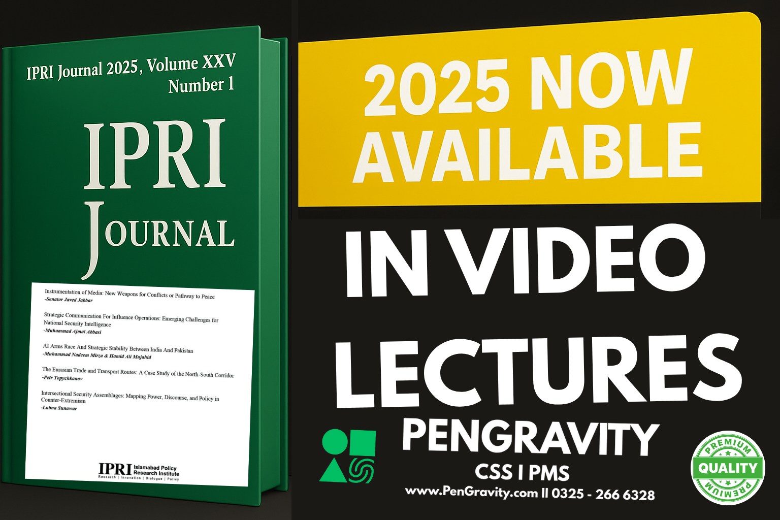IPRI Journal Video Lectures: 2025 – Volume I